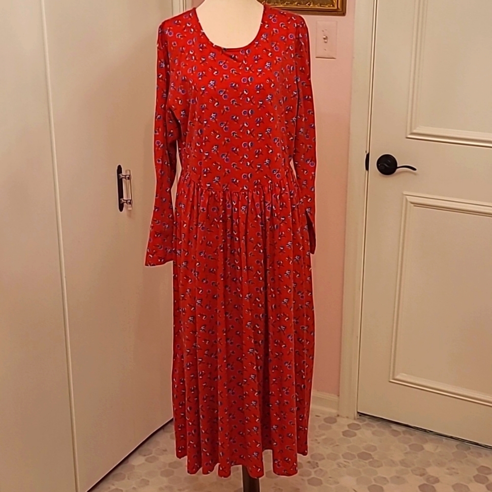 HANNAH ANDERSSON red floral midi dress